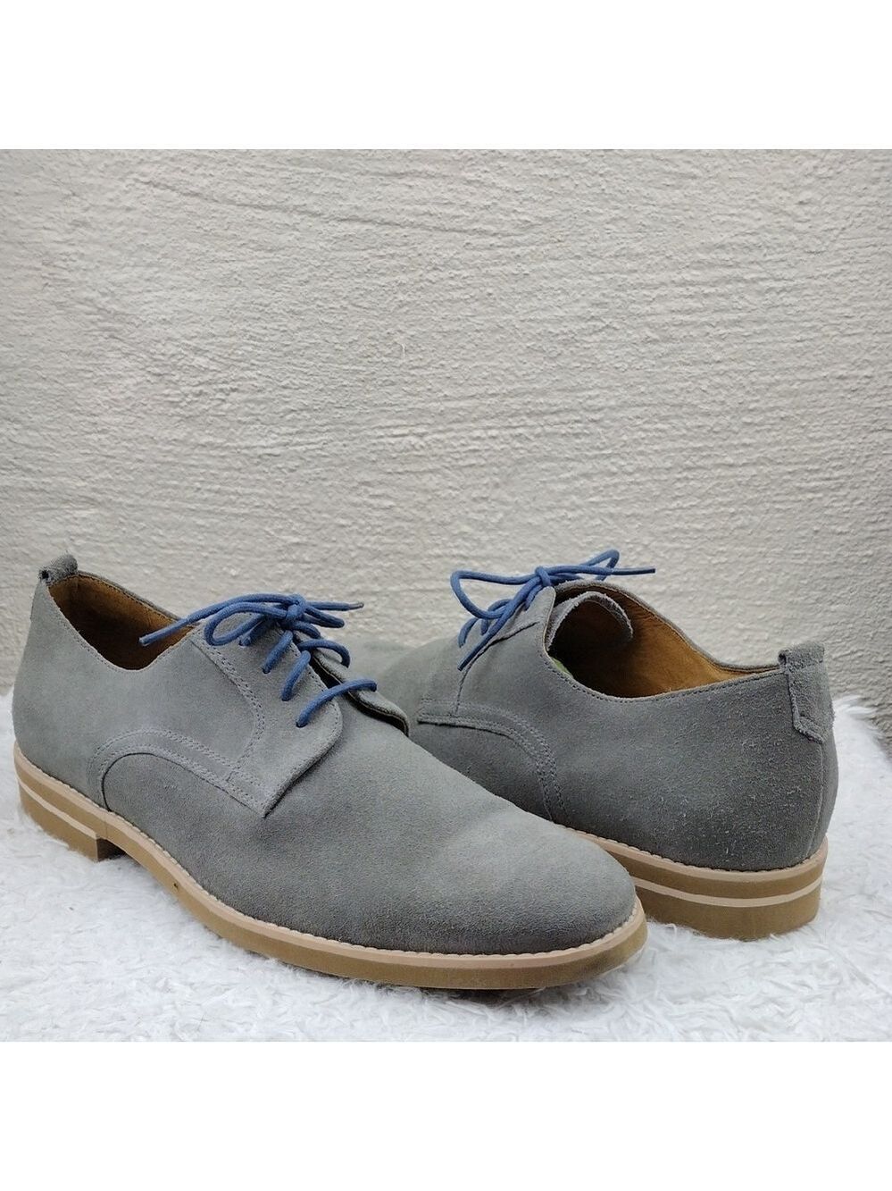 Johnston & Murphy Men's Grey Suede Leather Upper Lace Up Low Heel Oxford Shoe